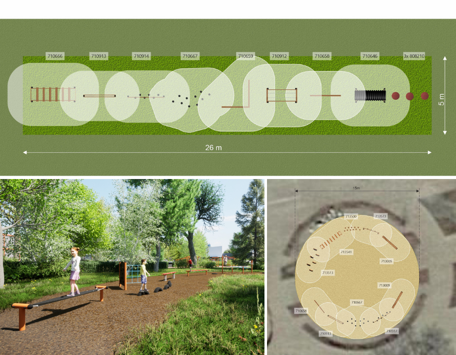 Beispieldesign mit einem Hindernisparcours aus Robinienholz